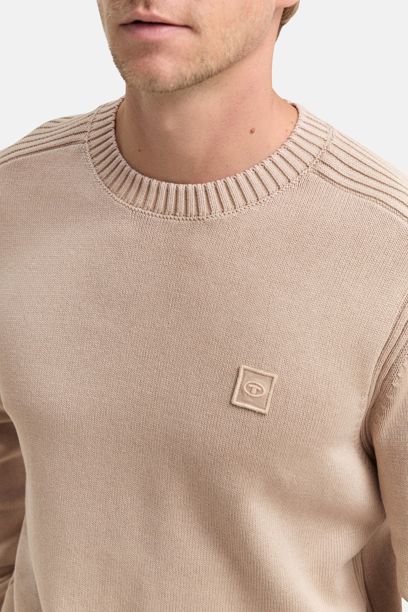 Pull met ronde hals - beige