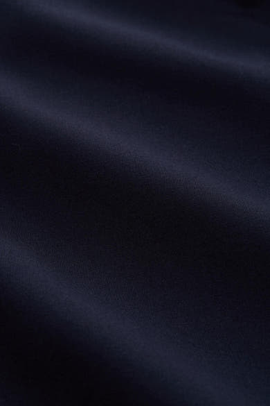 Blauwe kostuumbroek van Tom Tailor, van getextureerde stof met subtiele plooien.