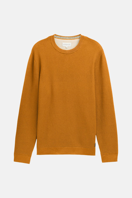 Oranje rondehals trui van Tom Tailor in een getextureerde breisel.