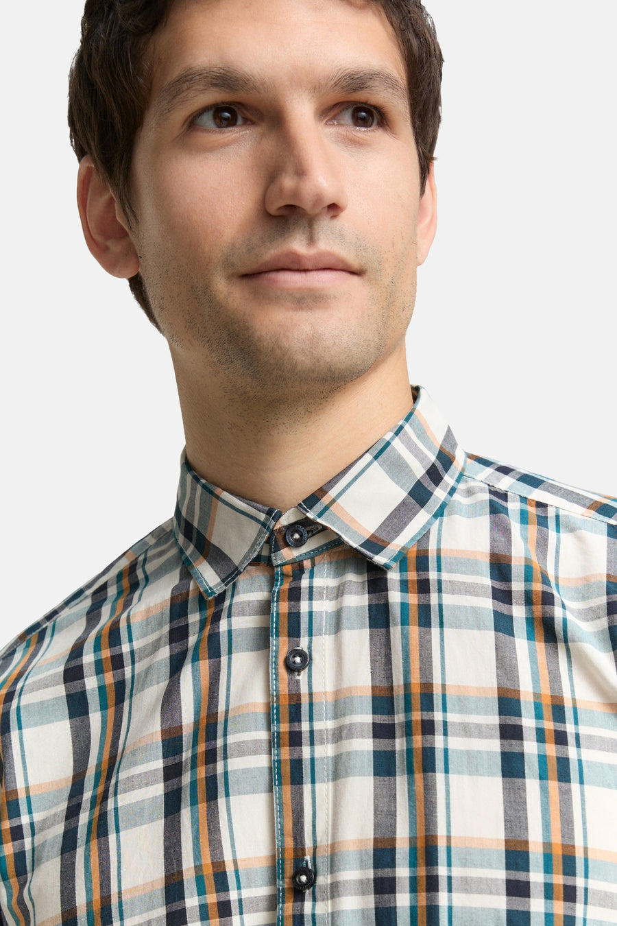 Chemise à manches longues multicolore de Tom Tailor, à carreaux avec boutons apparents.
