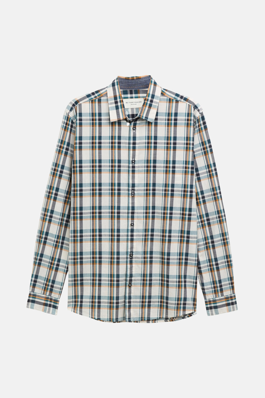 Chemise à manches longues multicolore de Tom Tailor, à carreaux avec boutons foncés