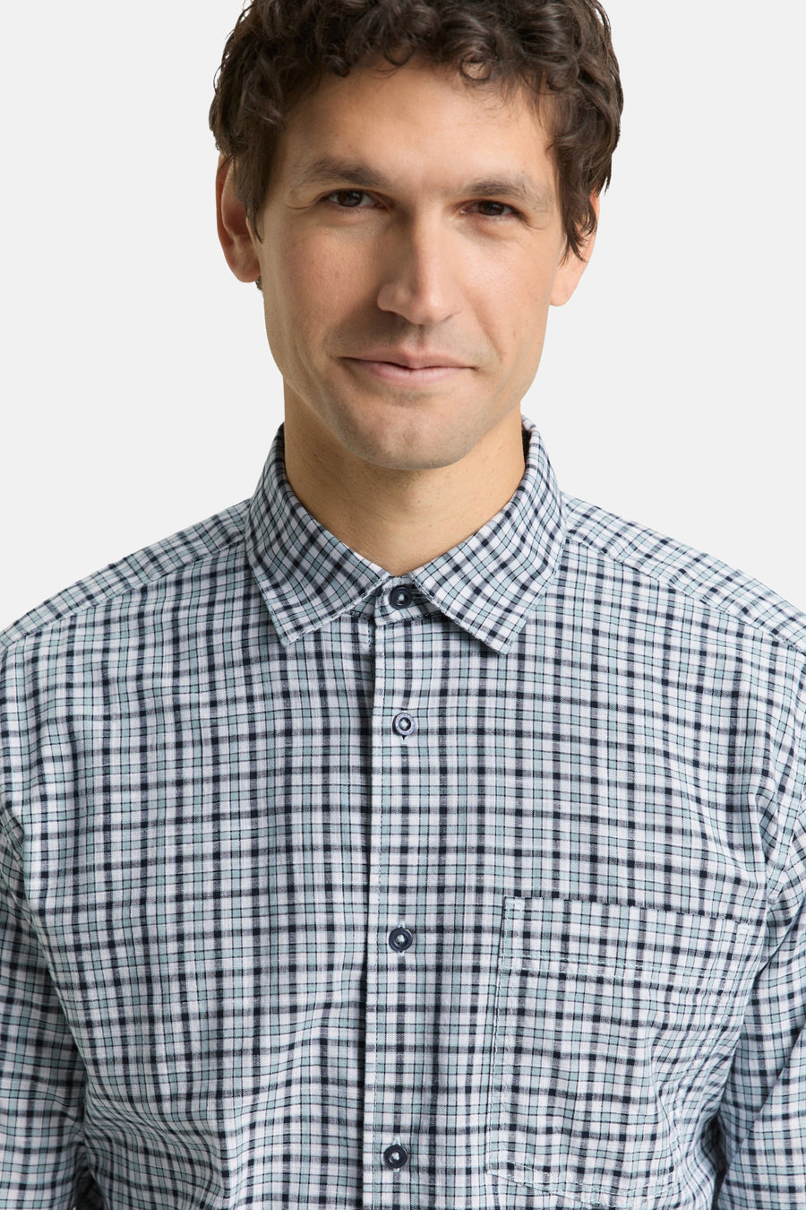 Chemise à manches longues multicolore de Tom Tailor, à motif à carreaux avec poche poitrine.