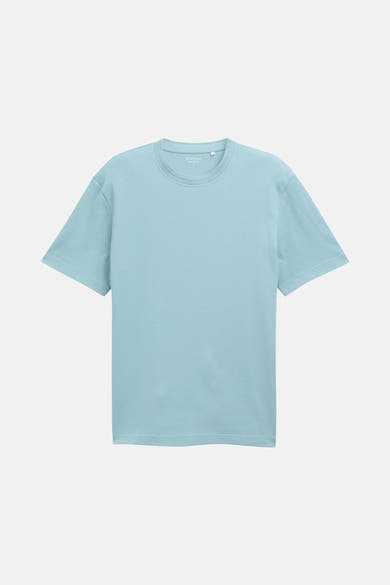 Blauw T-shirt met korte mouwen van Tom Tailor, in een getextureerd wafelbreisel.