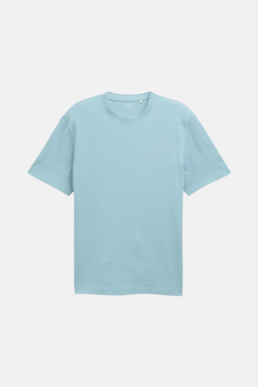 Blauw T-shirt met korte mouwen van Tom Tailor, in een getextureerd wafelbreisel.
