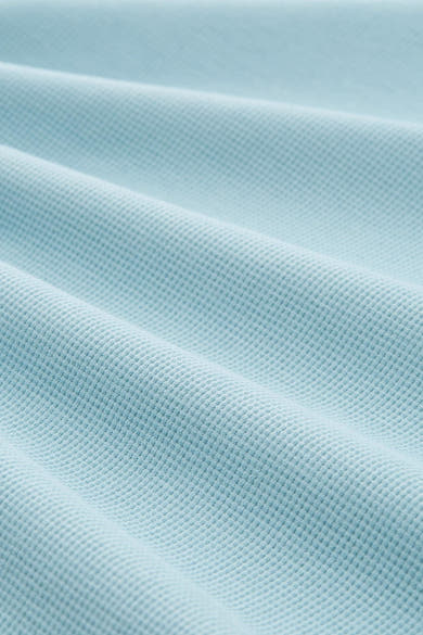 Blauw T-shirt met korte mouwen van Tom Tailor, van geweven wafelstof, met zachte plooien.