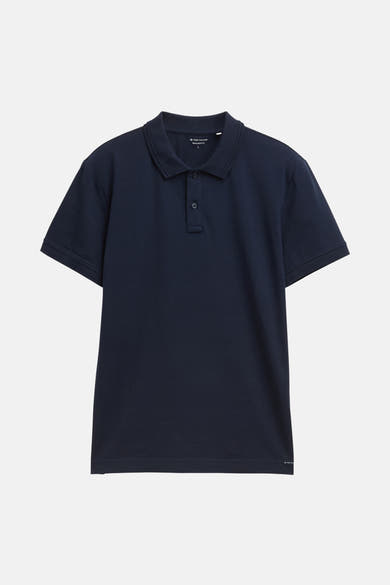 Blauw poloshirt met korte mouwen van Tom Tailor, met een regular fit en twee knopen.