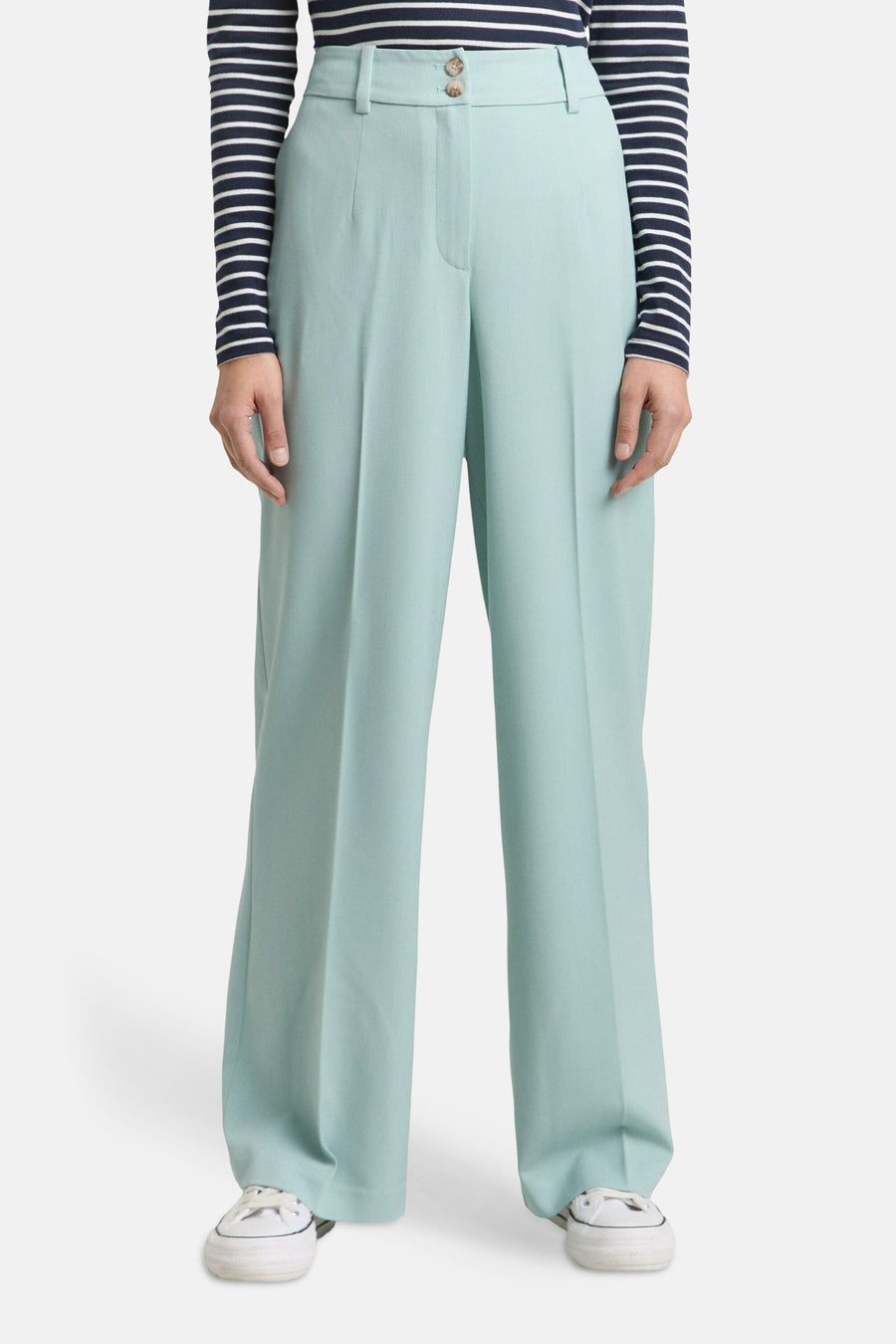 Pantalon de costume vert menthe de Tom Tailor, à jambes larges et coupe tailleur.
