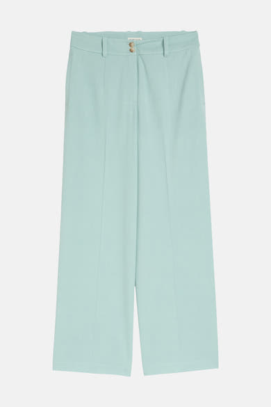 Pantalon de costume vert de Tom Tailor, coupe ample et taille haute, avec deux boutons à la ceinture.