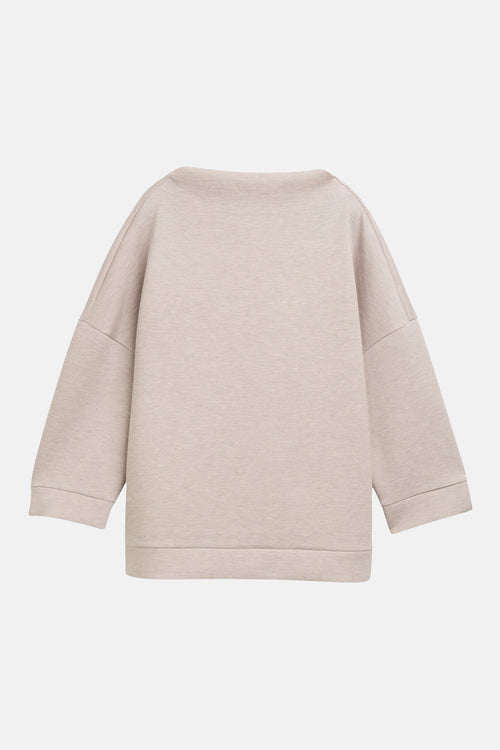 Sweat-shirt beige à col rond de Tom Tailor, manches trois quarts amples et coupe décontractée.