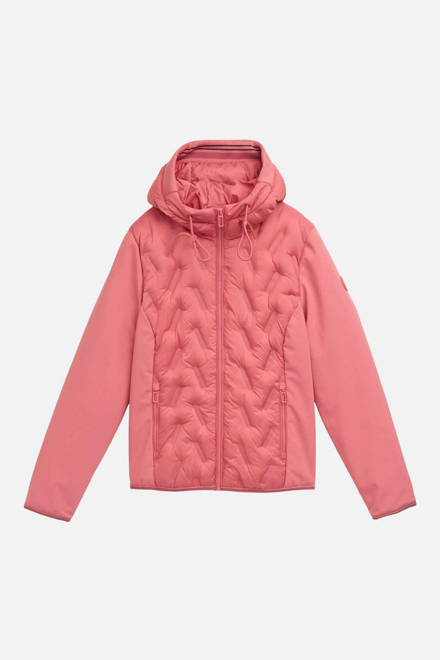 Korte roze jas van Tom Tailor met een gewatteerd ontwerp aan de voorkant en een capuchon.