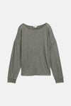 Kaki T-shirt met lange mouwen van Tom Tailor, van getextureerde stof met delicate plooien.