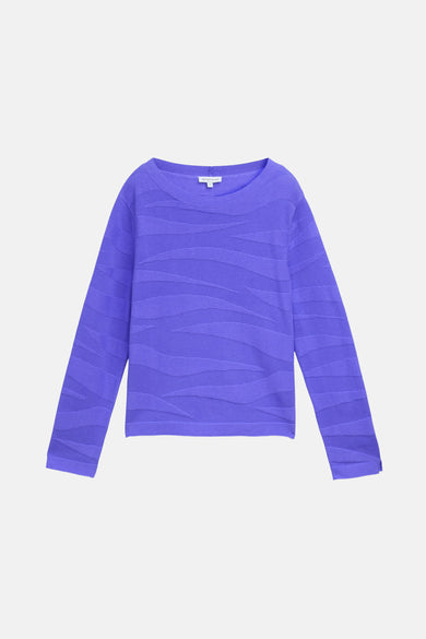 Roze rondehals-trui van Tom Tailor, in geribbelde textuursticksel met een subtiel visgraatpatroon.