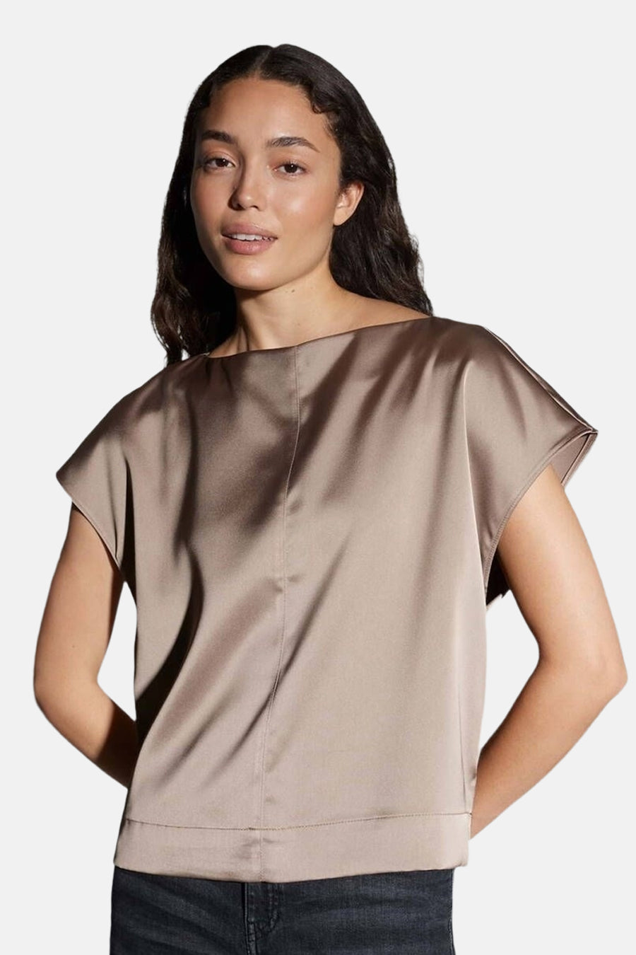 Blouse met korte mouwen - taupe