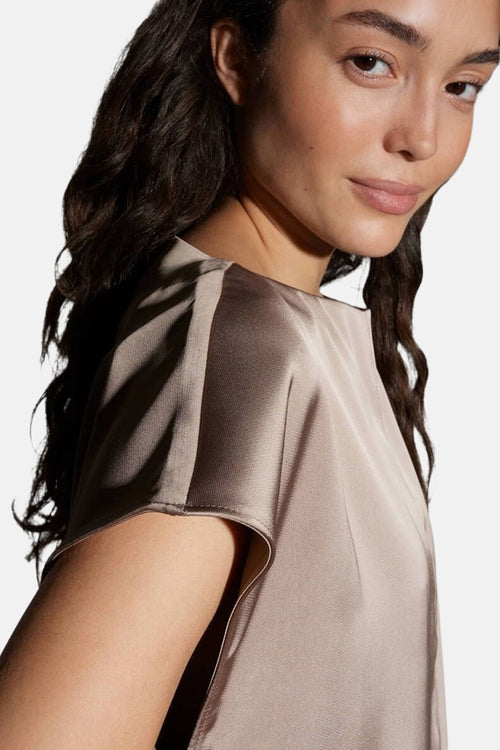 Blouse met korte mouwen - taupe