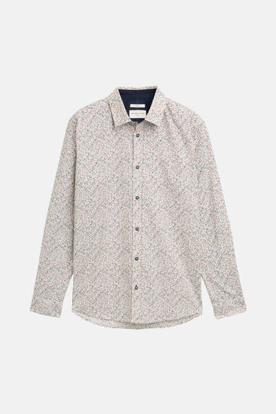 Chemise à manches longues multicolore de Tom Tailor, avec un motif géométrique all-over et une coupe ajustée.
