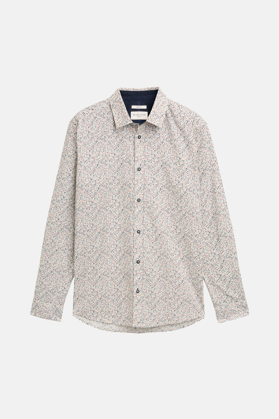 Chemise à manches longues multicolore de Tom Tailor, avec un motif géométrique all-over et une coupe ajustée.