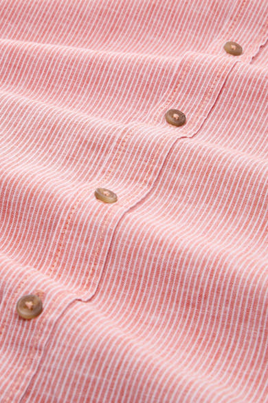 Chemise orange à rayures by Tom Tailor avec boutons et texture en lin.