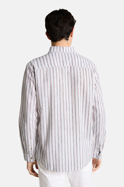 Chemise à manches longues multicolore de Tom Tailor avec rayures verticales et coupe décontractée, vue de dos.