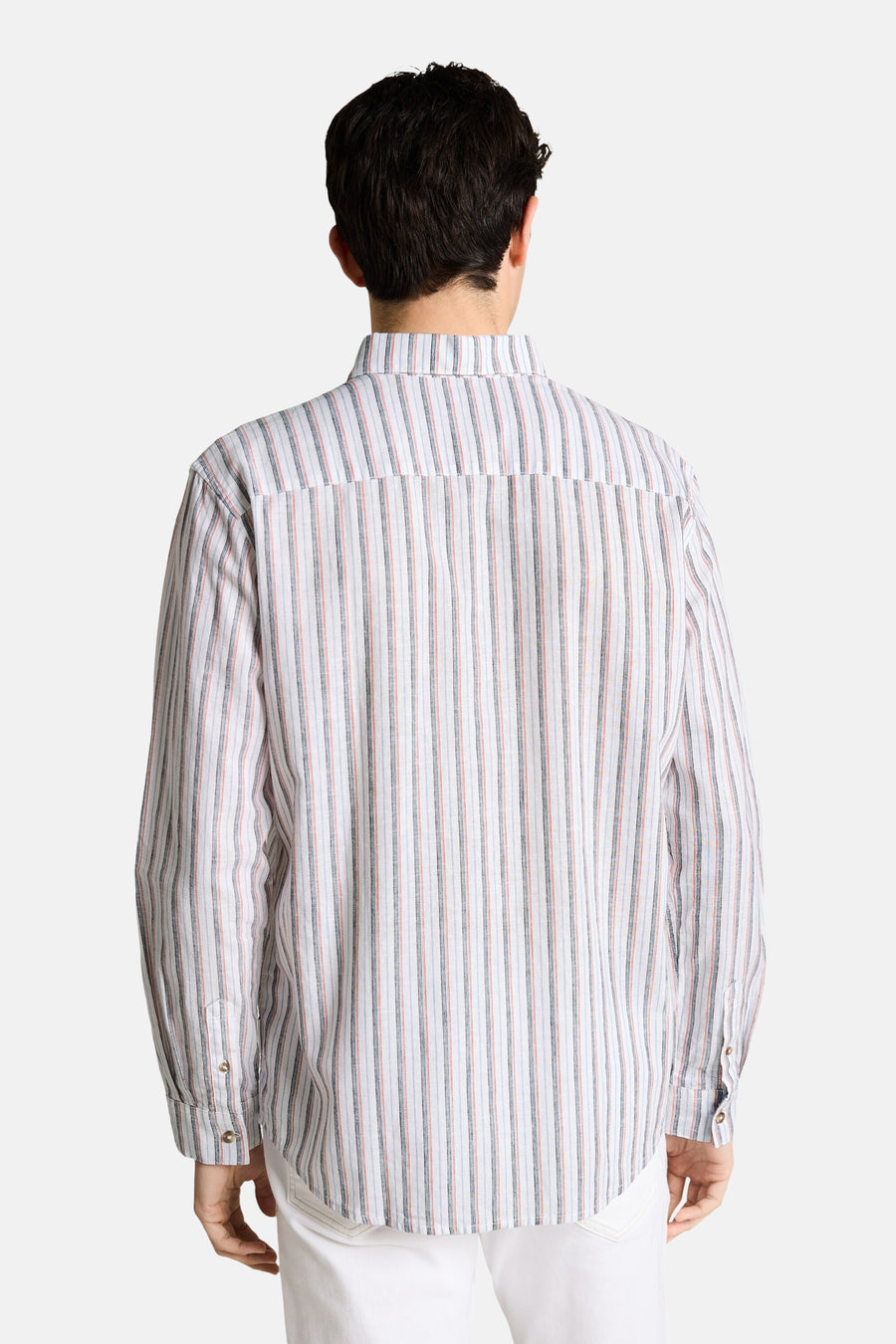 Chemise à manches longues multicolore de Tom Tailor avec rayures verticales et coupe décontractée, vue de dos.