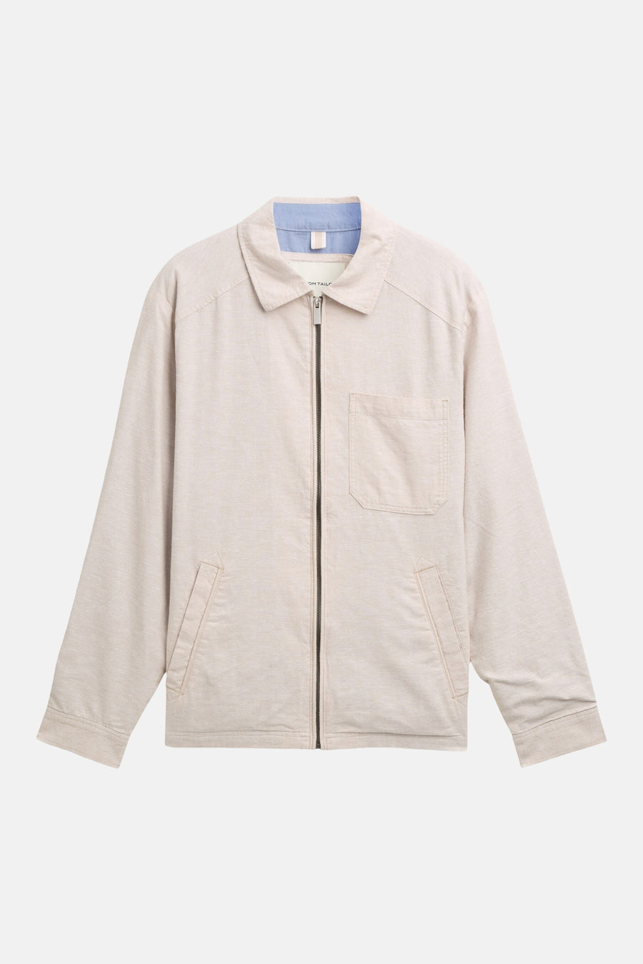 Veste beige de Tom Tailor avec fermeture éclair et poche de poitrine.