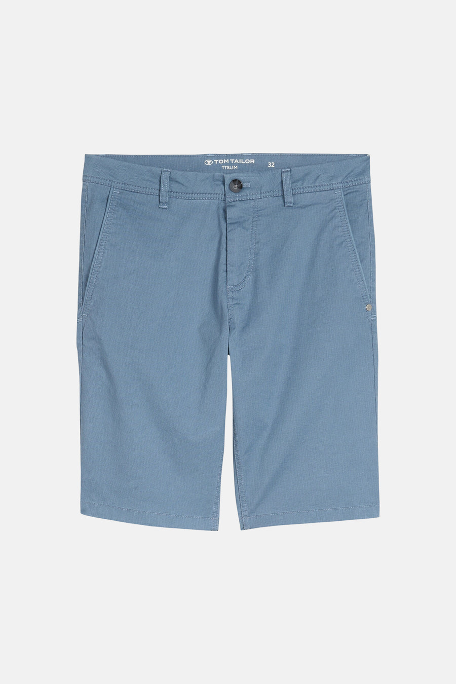Blauwe katoenen bermuda van Tom Tailor, met een subtiele textuur en een klassieke pasvorm.