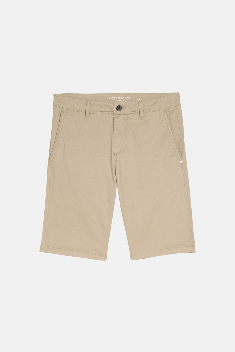 Bermuda beige de Tom Tailor, coupe classique avec poches latérales et fermeture boutonnée.