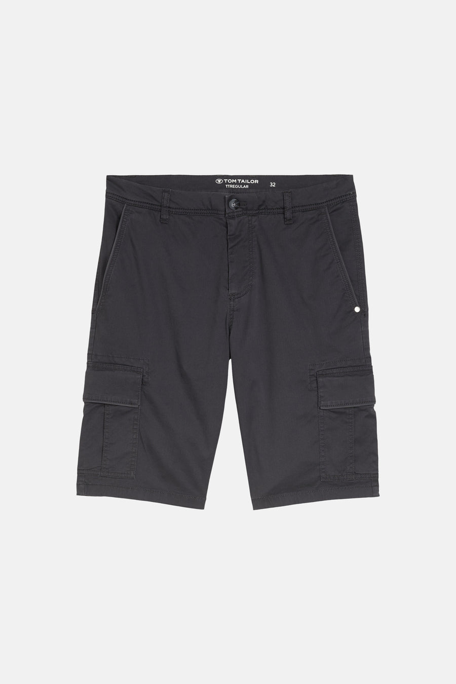 Korte marineblauwe cargobroek van Tom Tailor, met zijzakken met klep en een normale pasvorm.