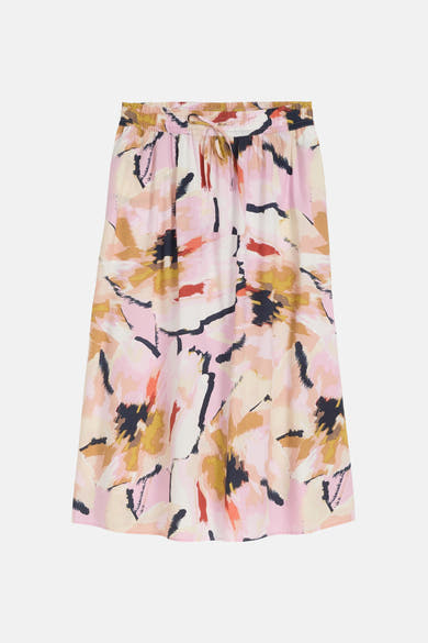 Jupe 3/4 multicolore de Tom Tailor à motif abstrait avec taille élastiquée et cordon de serrage.