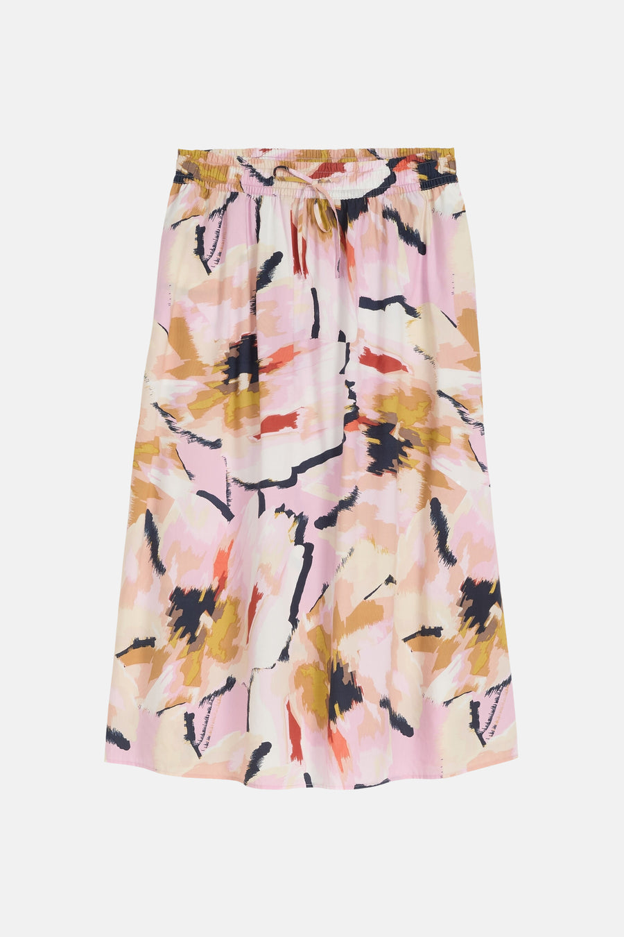 Jupe 3/4 multicolore de Tom Tailor à motif abstrait avec taille élastiquée et cordon de serrage.