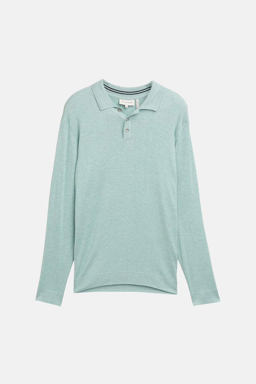 Pull vert de Tom Tailor, à manches longues et col polo boutonné.
