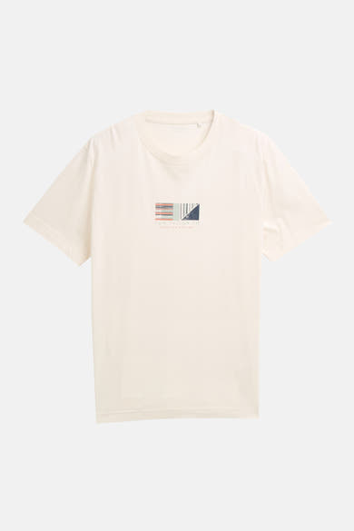 Wit T-shirt met korte mouwen van Tom Tailor, met een rechthoekig grafisch patroon op de voorkant.