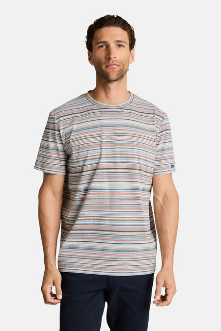 Multikleur gestreept T-shirt van Tom Tailor, met ronde hals en korte mouwen.