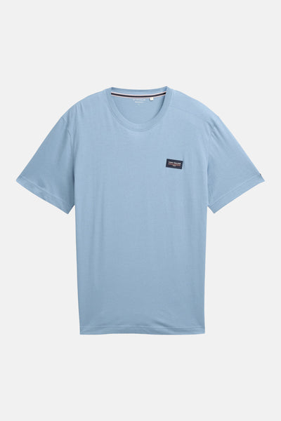 Blauw T-shirt met korte mouwen van Tom Tailor, met een discreet vierkant logo op de borst.