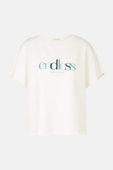 T-shirt blanc à manches courtes de Tom Tailor, orné de l'inscription "endless summer" en dégradé de bleu.