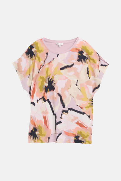 T-shirt à manches courtes multicolore de Tom Tailor avec un motif abstrait à coups de pinceau.