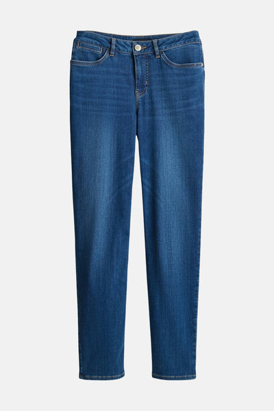 Jean skinny en denim bleu moyen par OPUS, avec poches et coutures apparentes.
