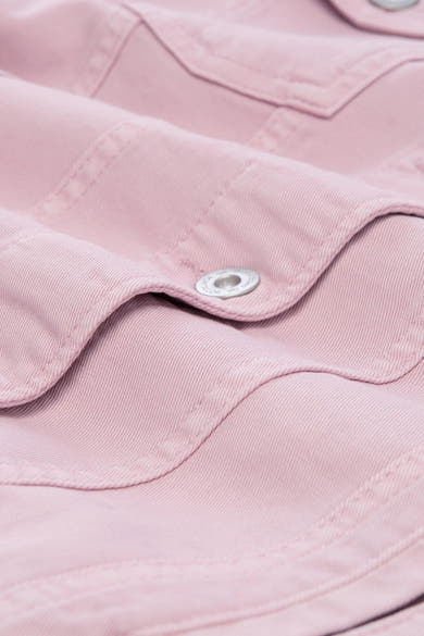 Roze spijkerjasje van Tom Tailor, met metalen knoop en keperbinding.