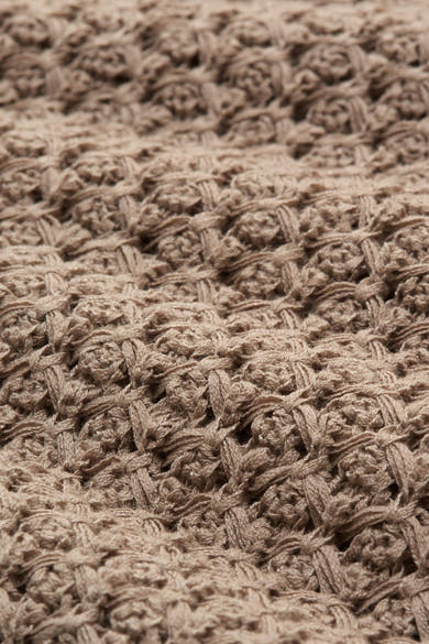 Taupe trui van Tom Tailor in een getextureerd grofgebreid model met glanzende garens.