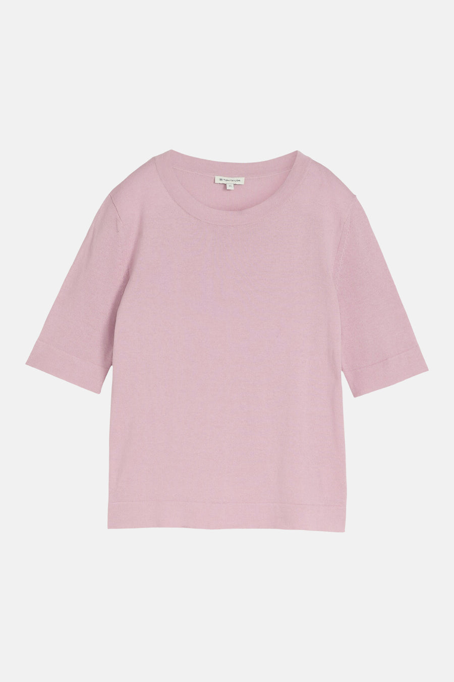Pull col rond rose de Tom Tailor à manches courtes et tricot fin.