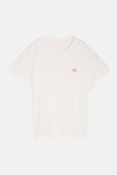 Effaatzwart T-shirt met korte mouwen van Tom Tailor, met een subtiel geborduurd motief op de borst.
