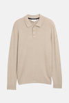 Pull à col rond beige de Tom Tailor, avec patte de boutonnage et manches longues.