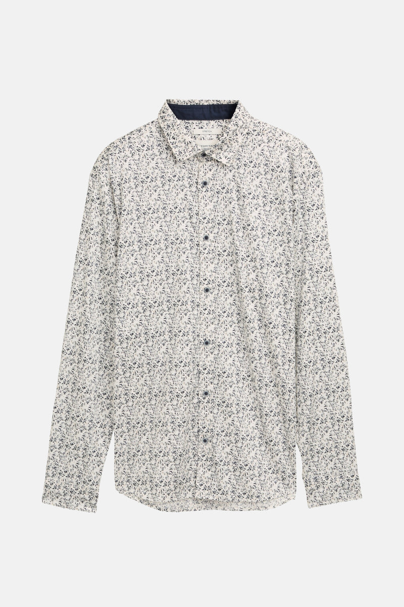 Chemise à manches longues multicolore de Tom Tailor, avec un motif fleuri abstrait sur un fond clair.