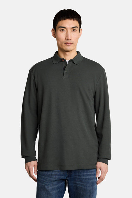 Polo met lange mouwen - olive