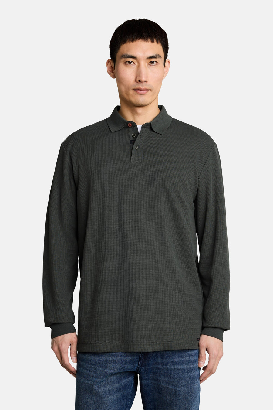 Polo met lange mouwen - olive