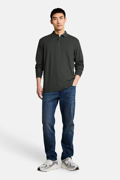 Polo met lange mouwen - olive