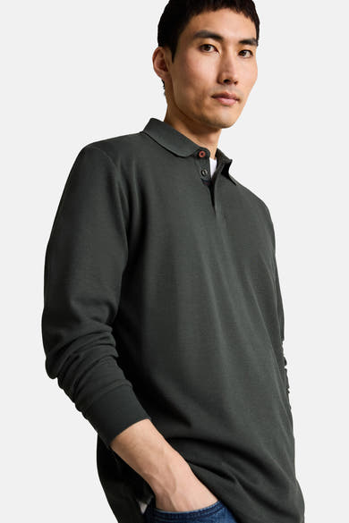 Polo met lange mouwen - olive