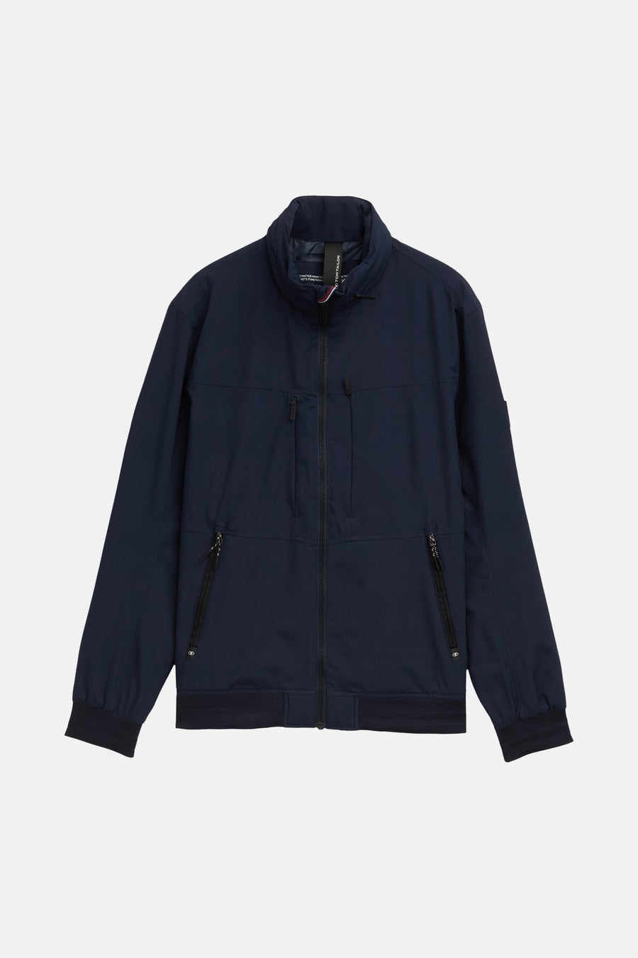 Korte blauwe jas van Tom Tailor, met centrale ritssluiting en zakken met rits.