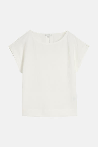 Wit T-shirt van Tom Tailor met ronde hals en korte mouwen, van getextureerde stof.