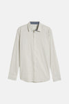 White long-sleeve shirt with subtle geometric pattern by Tom Tailor, featuring a classic collar and front button closure, displayed flat.
