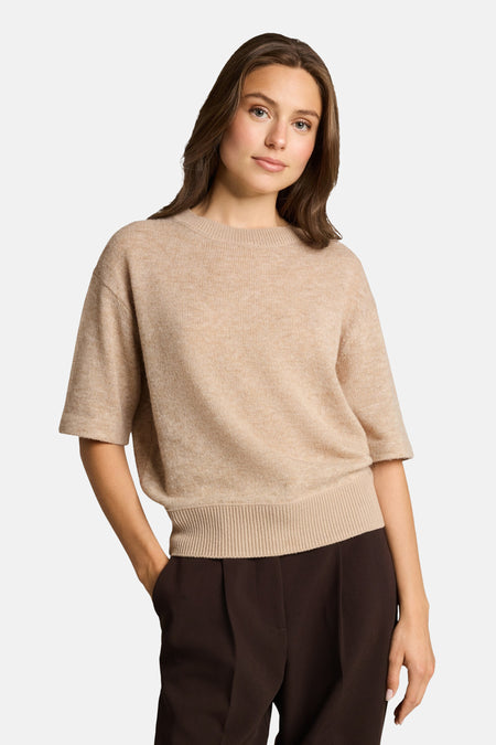 Pull col O - beige